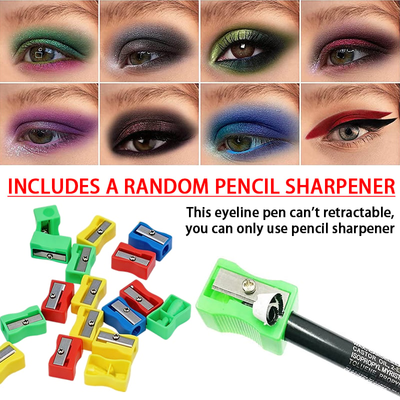 💧 14-delige waterproof gekleurde gel eyeliner potlood – metallic & shimmer afwerkingen, smudge-proof (Kleur van puntenslijper is willekeurig)