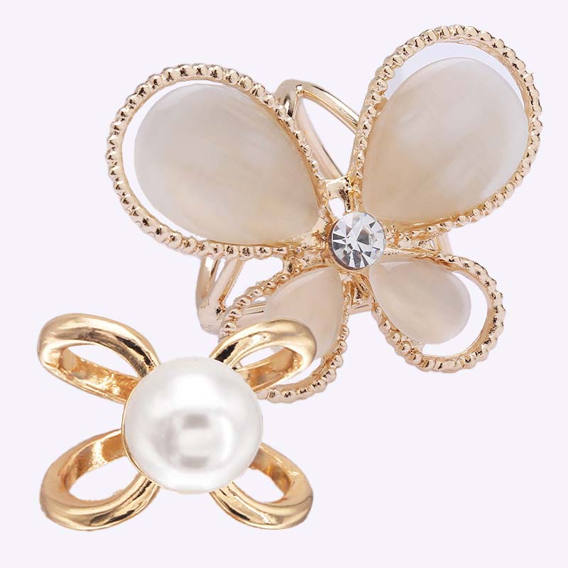 ❤️ ✨Koop 1 en krijg 1 gratis🔥Elegante dames sjaal met parel- en bloemenmotief en ringcli
