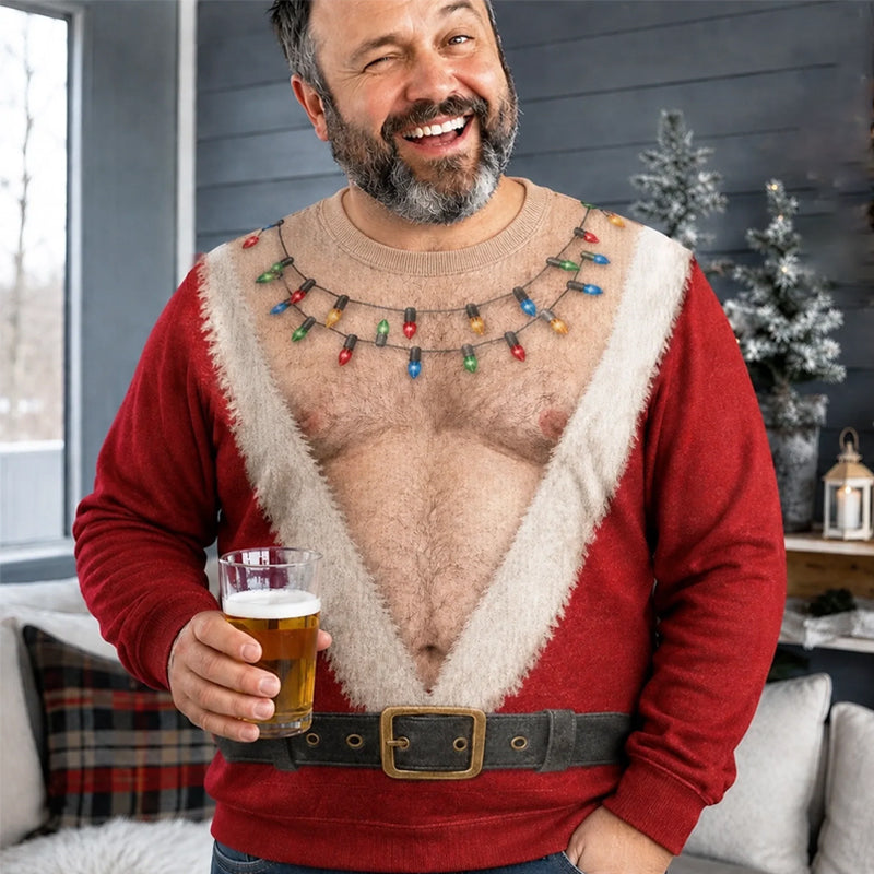 🎅😂 Het kerstshirt dat iedereen zal onthouden — grappig lange‑mouwen kerstshirt met kerstman‑print