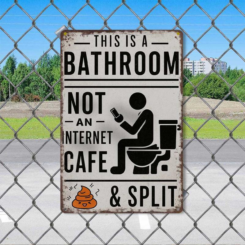 "Dit is een toilet, geen internetcafé" – Grappig vintage metalen wandbord