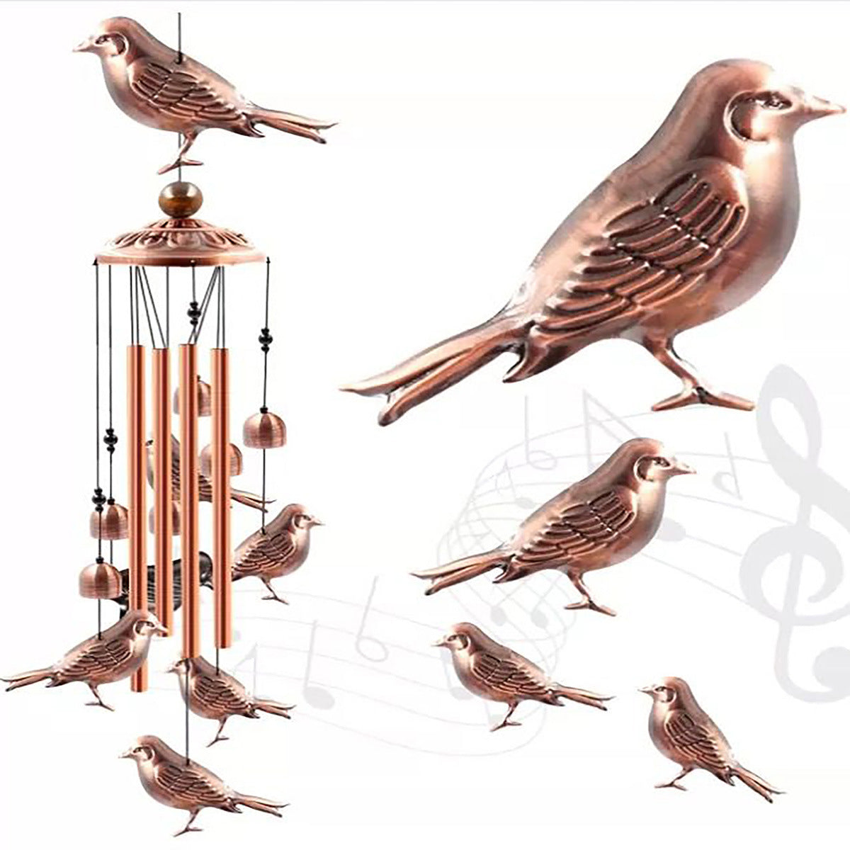 🎵 Rustgevende Vintage Metalen Windgong (90cm) — Creëer Je Eigen Zen-Oase Thuis ✨