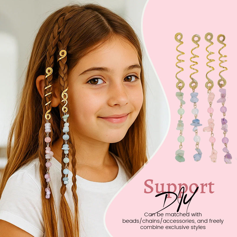 ✨💎 Natuursteen Spiraal Haaraccessoires – Sieraad voor Vlechten & Dreads