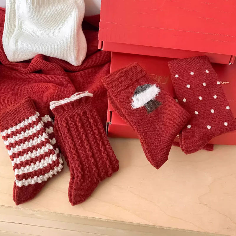 🔥 Populair 🔥 |Comfortabele bordeauxrode katoenen sokken🧦❤️