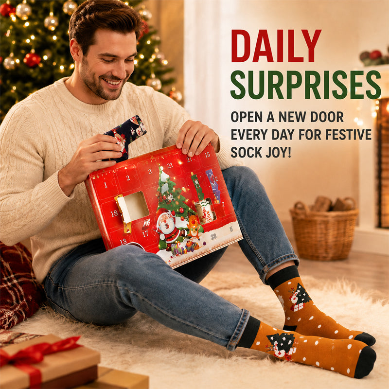 🎄 Kerst‑adventskalender sokken cadeaubox | 24‑vakjes feestelijke sokken adventskalender