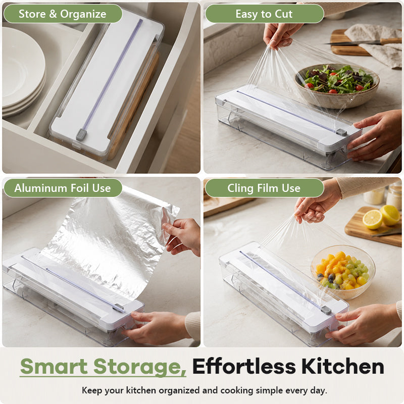✨ Premium keukensnijder en organizer – Voor plastic folie en aluminiumfolie