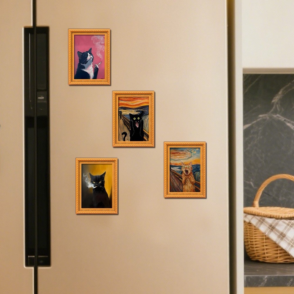 🌹 Schattige koelkastmagneten met katten – Betoverende kattenversiering met lijstje voor thuis en op kantoor 🐱✨