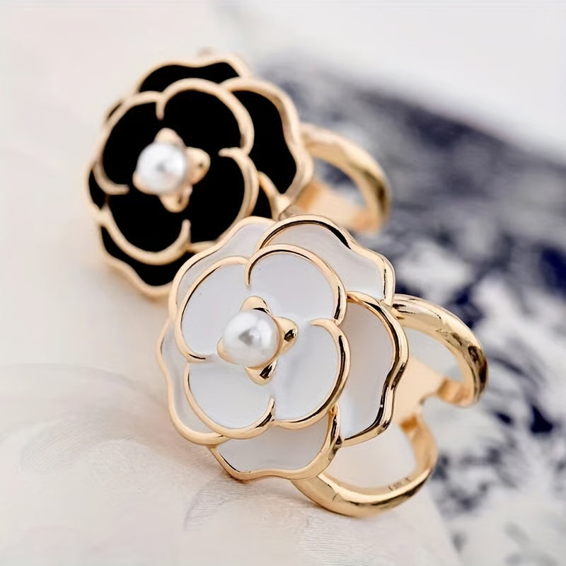 ❤️ ✨Koop 1 en krijg 1 gratis🔥Elegante dames sjaal met parel- en bloemenmotief en ringcli