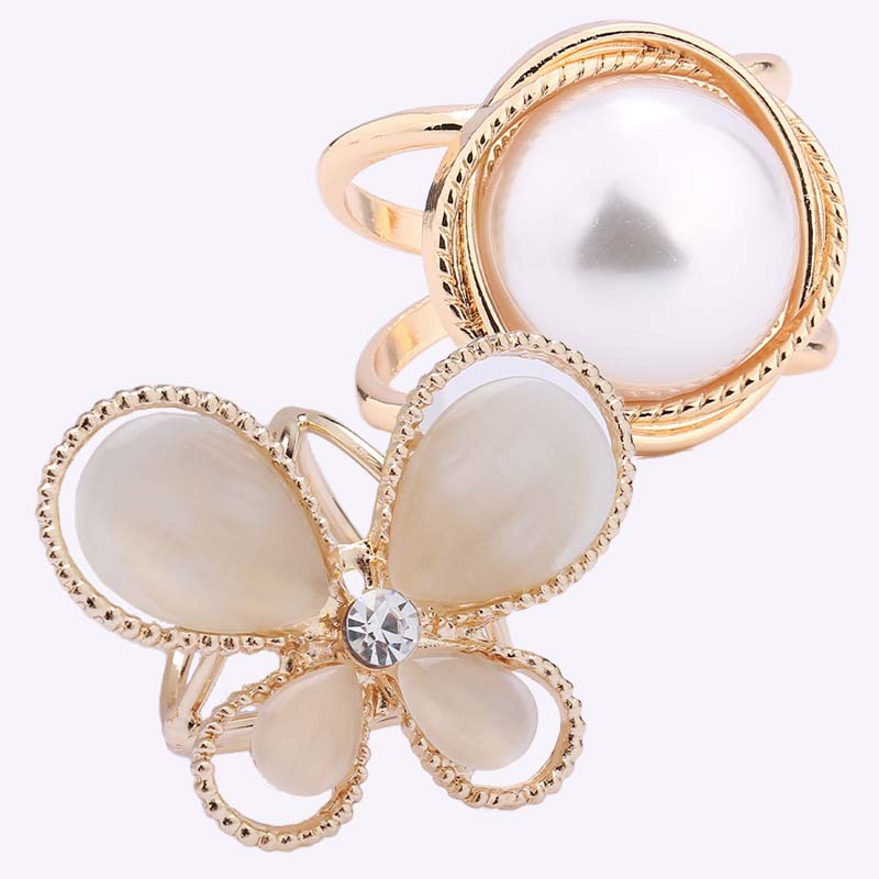 ❤️ ✨Koop 1 en krijg 1 gratis🔥Elegante dames sjaal met parel- en bloemenmotief en ringcli