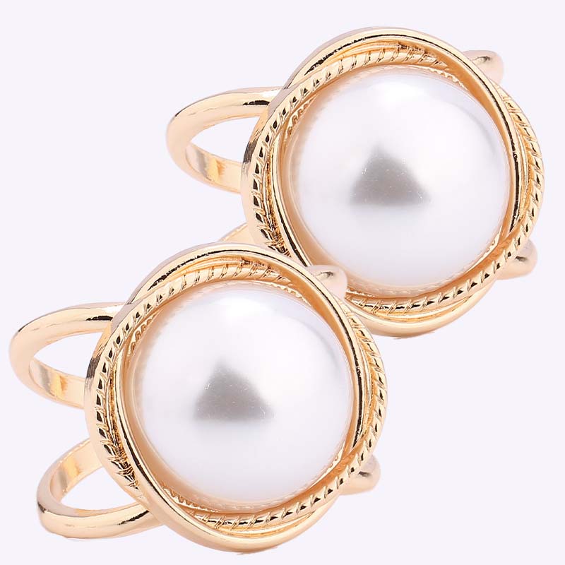 ❤️ ✨Koop 1 en krijg 1 gratis🔥Elegante dames sjaal met parel- en bloemenmotief en ringcli