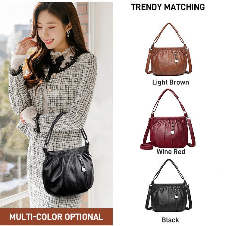 ⏳Tijdelijke aanbieding⏰ Geplooide leren bucket bag – Zacht materiaal, verstelbare schouderband en chique casual stijl ✨