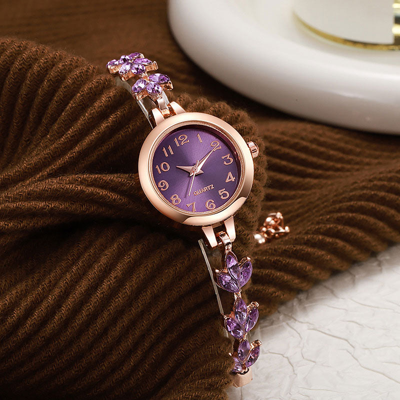 🎁 Laatste dag 49% korting | 💎⌚ Horloge met uittrekbare armband in blad- en diamantstijl