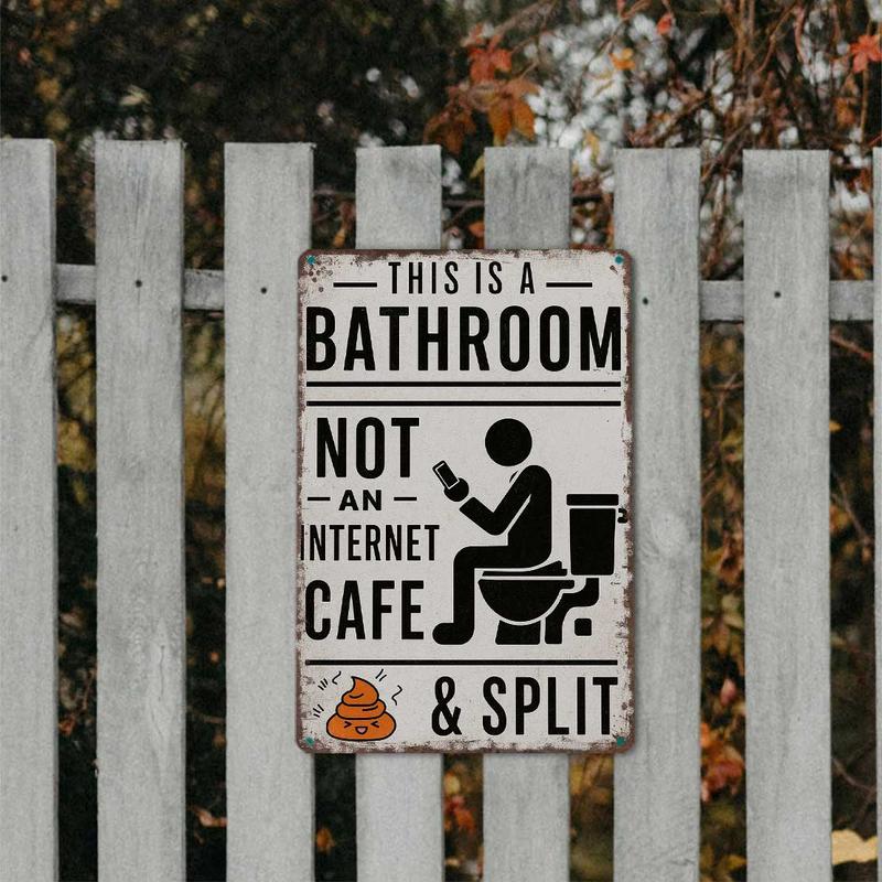 "Dit is een toilet, geen internetcafé" – Grappig vintage metalen wandbord