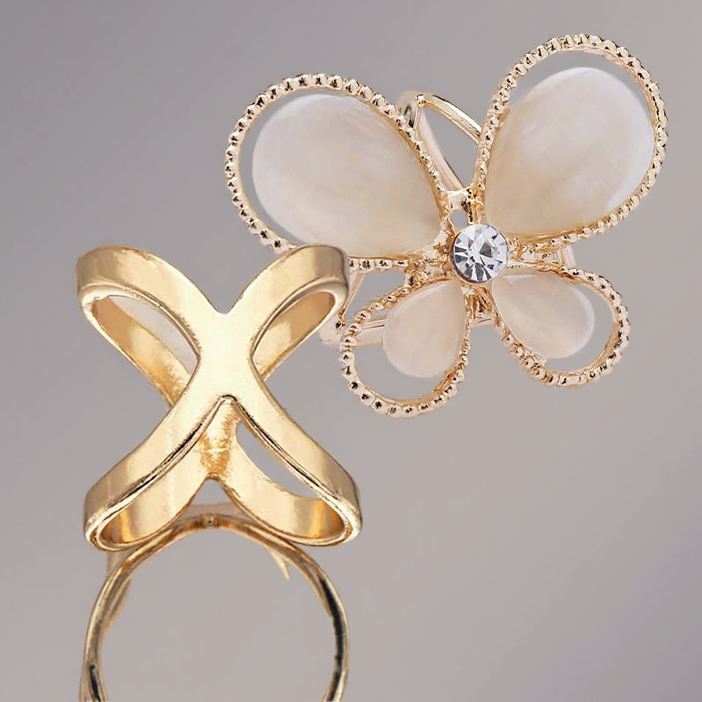 ❤️ ✨Koop 1 en krijg 1 gratis🔥Elegante dames sjaal met parel- en bloemenmotief en ringcli