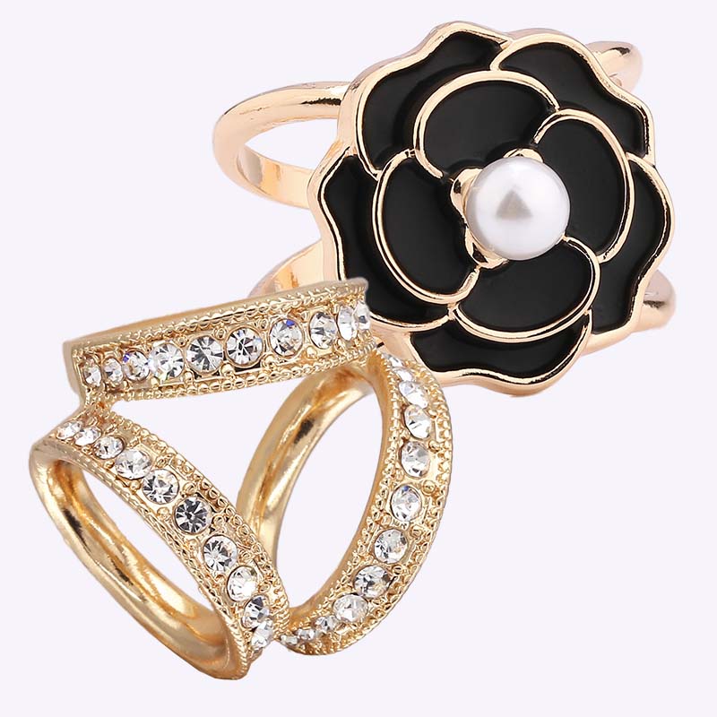 ❤️ ✨Koop 1 en krijg 1 gratis🔥Elegante dames sjaal met parel- en bloemenmotief en ringcli