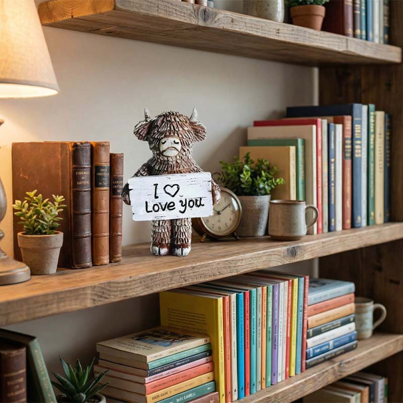 ❤️Liefde kan hardop worden uitgesproken | ✨Hooglandstier "Ik hou van jou" hars sculptuur