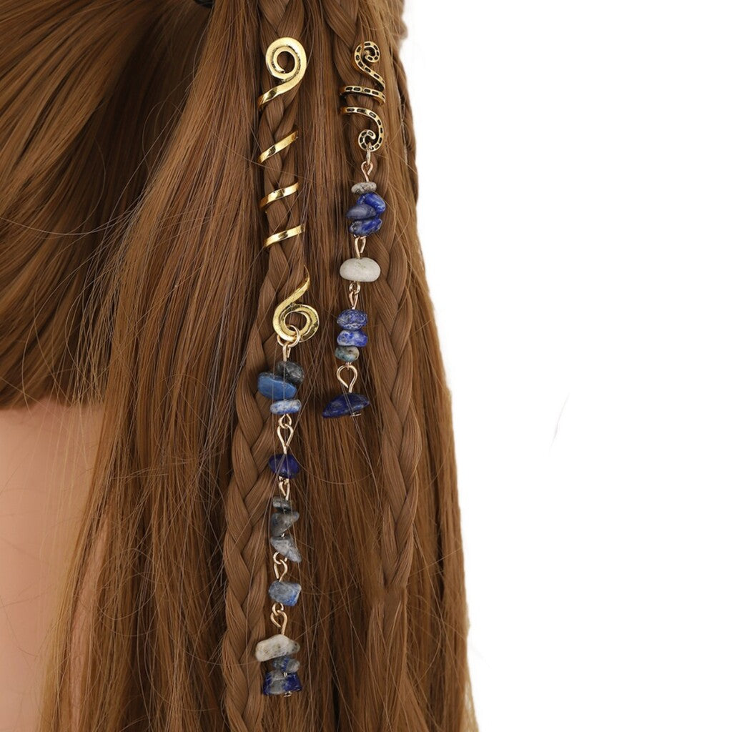 ✨💎 Natuursteen Spiraal Haaraccessoires – Sieraad voor Vlechten & Dreads