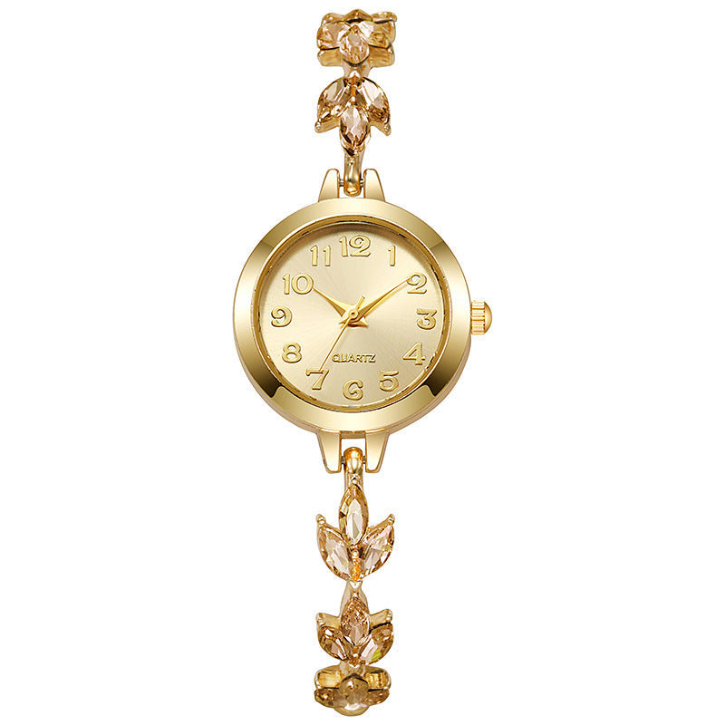 🎁 Laatste dag 49% korting | 💎⌚ Horloge met uittrekbare armband in blad- en diamantstijl