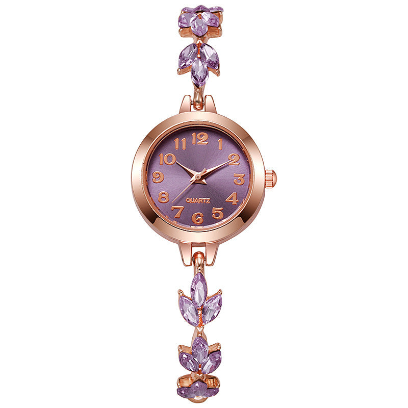 🎁 Laatste dag 49% korting | 💎⌚ Horloge met uittrekbare armband in blad- en diamantstijl
