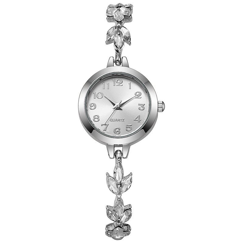 🎁 Laatste dag 49% korting | 💎⌚ Horloge met uittrekbare armband in blad- en diamantstijl