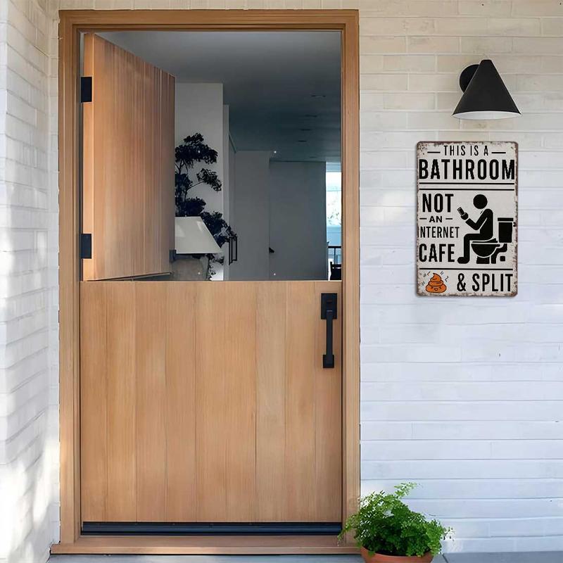 "Dit is een toilet, geen internetcafé" – Grappig vintage metalen wandbord