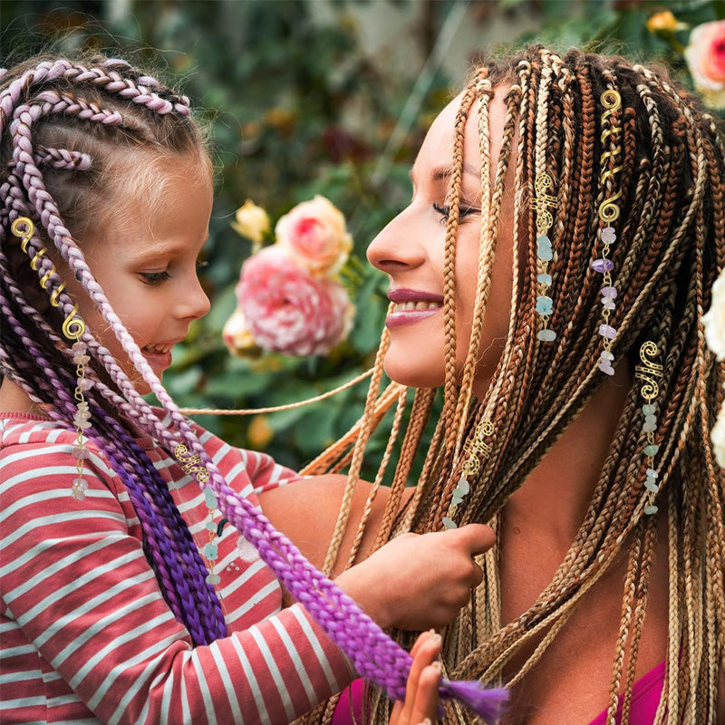 ✨💎 Natuursteen Spiraal Haaraccessoires – Sieraad voor Vlechten & Dreads