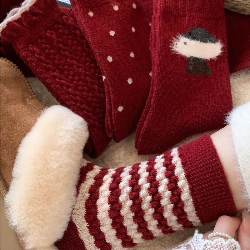 🔥 Populair 🔥 |Comfortabele bordeauxrode katoenen sokken🧦❤️