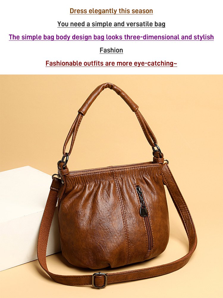 ⏳Tijdelijke aanbieding⏰ Geplooide leren bucket bag – Zacht materiaal, verstelbare schouderband en chique casual stijl ✨