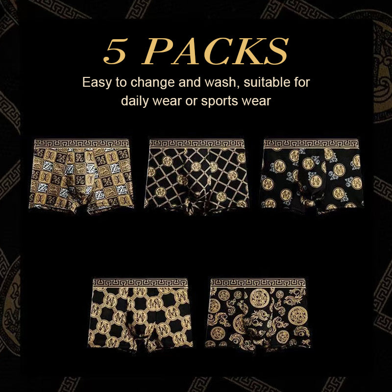 🖤 5-delige set Zwart-Gouden Heren Boxershorts 🖤