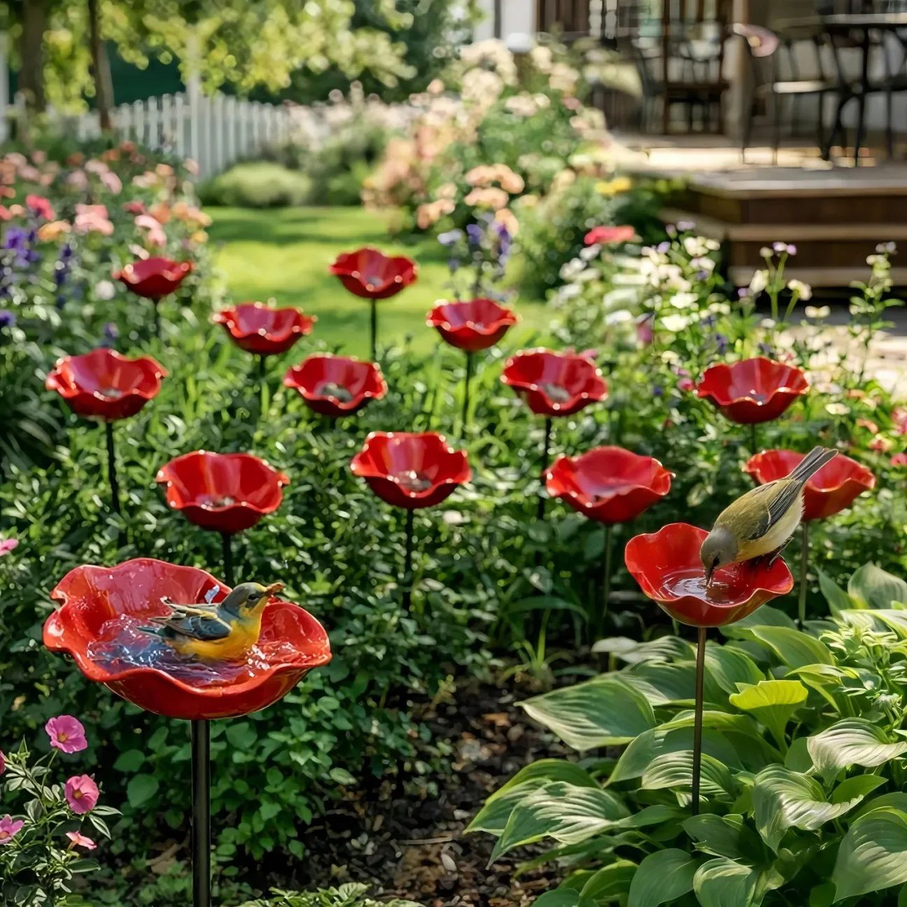 💖Handgemaakte Metalen Bloem Tuinpaal🐦