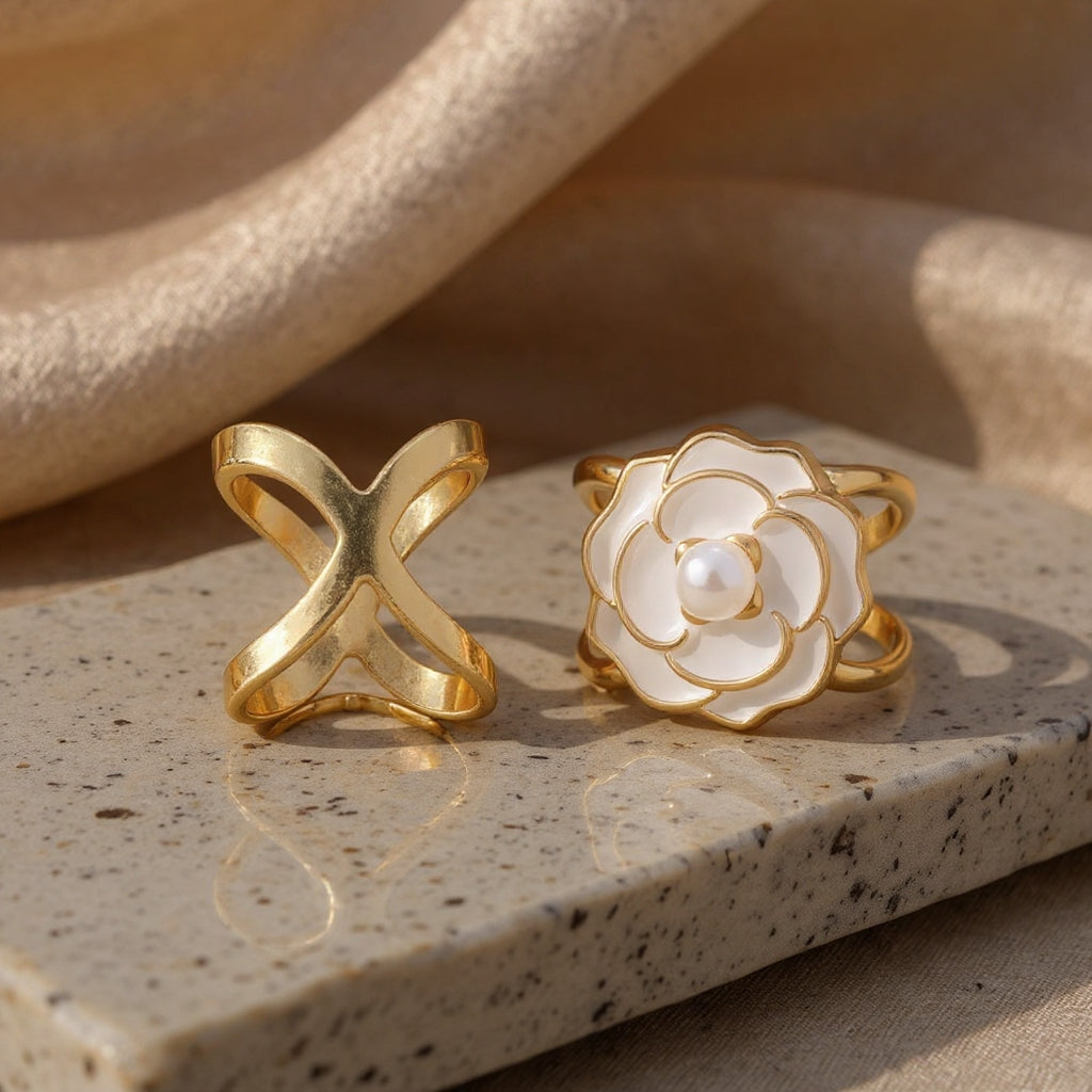 ❤️ ✨Koop 1 en krijg 1 gratis🔥Elegante dames sjaal met parel- en bloemenmotief en ringcli