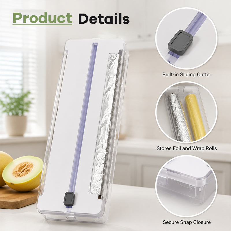 ✨ Premium keukensnijder en organizer – Voor plastic folie en aluminiumfolie