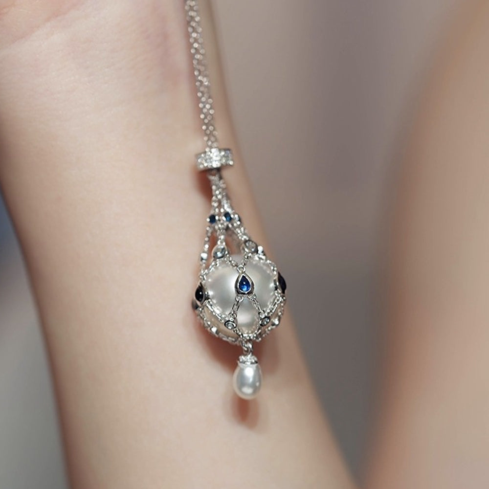 🔥Potverkopend artikel🎁 | 14,0-15,0 mm zoetwaterparel en blauwe edelsteen hange