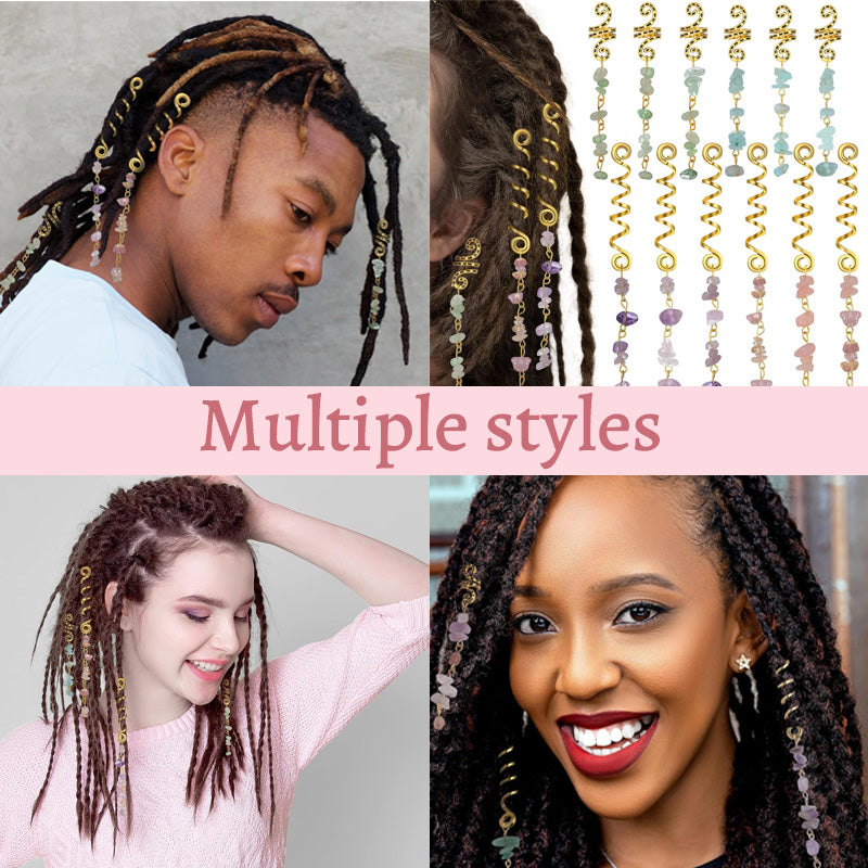 ✨💎 Natuursteen Spiraal Haaraccessoires – Sieraad voor Vlechten & Dreads