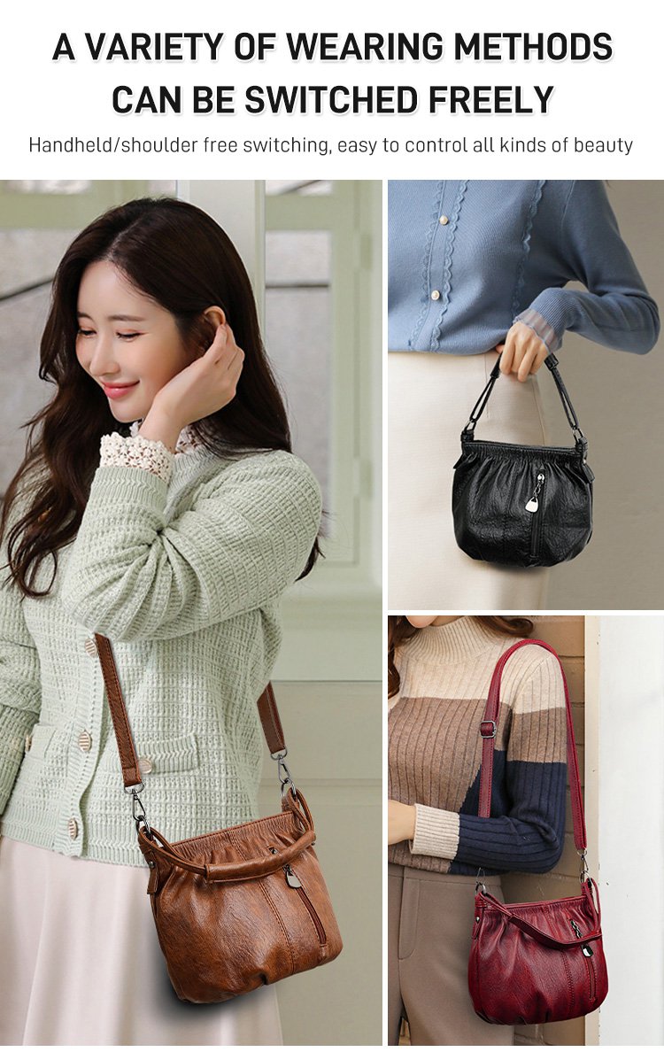 ⏳Tijdelijke aanbieding⏰ Geplooide leren bucket bag – Zacht materiaal, verstelbare schouderband en chique casual stijl ✨