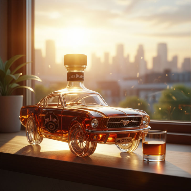 ✨ Een statement van stijl en plezier – Mustang Whiskyfles 🥃🐎