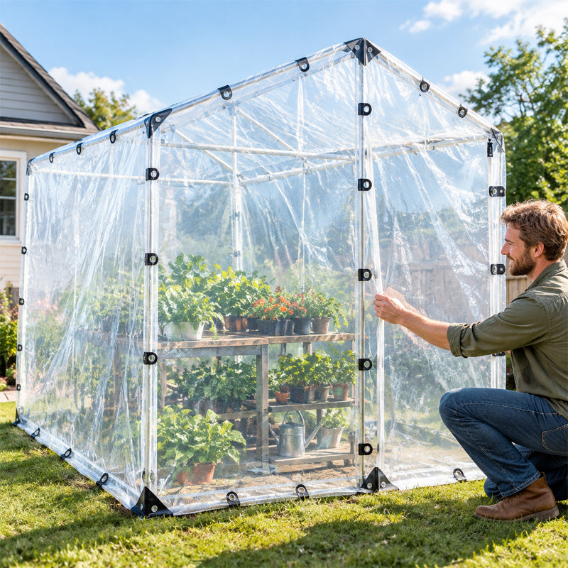 🌧️☀️ Transparente waterdichte regenzeil — Lichte en beschermde buitenruimtes