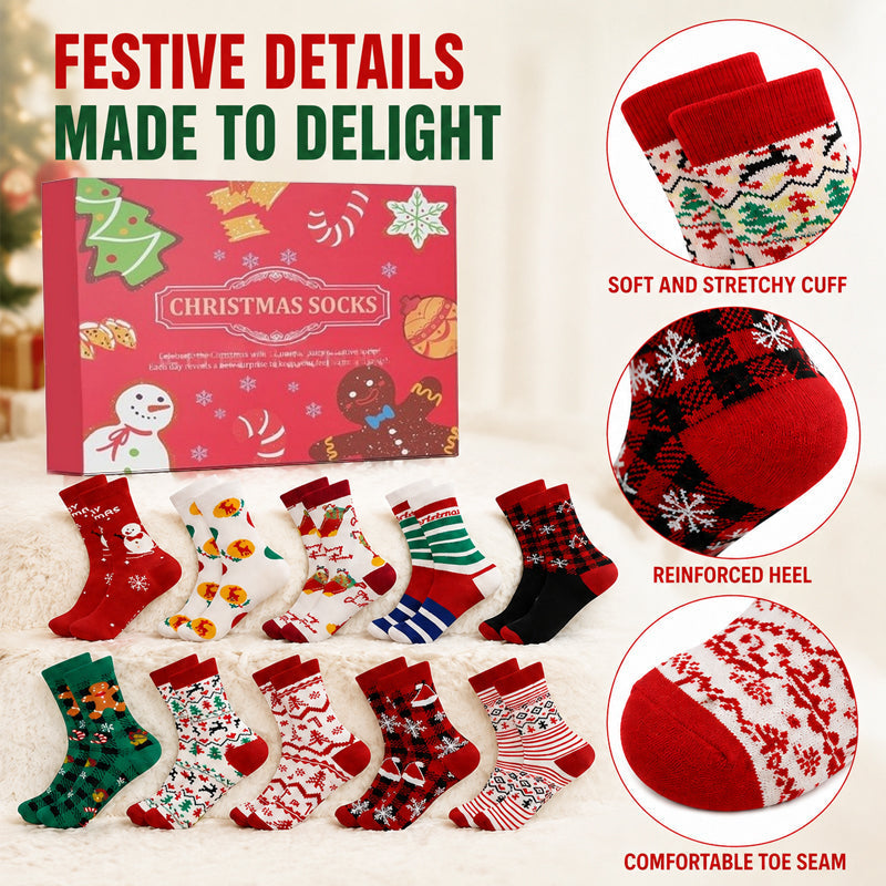 🎄 Kerst‑adventskalender sokken cadeaubox | 24‑vakjes feestelijke sokken adventskalender