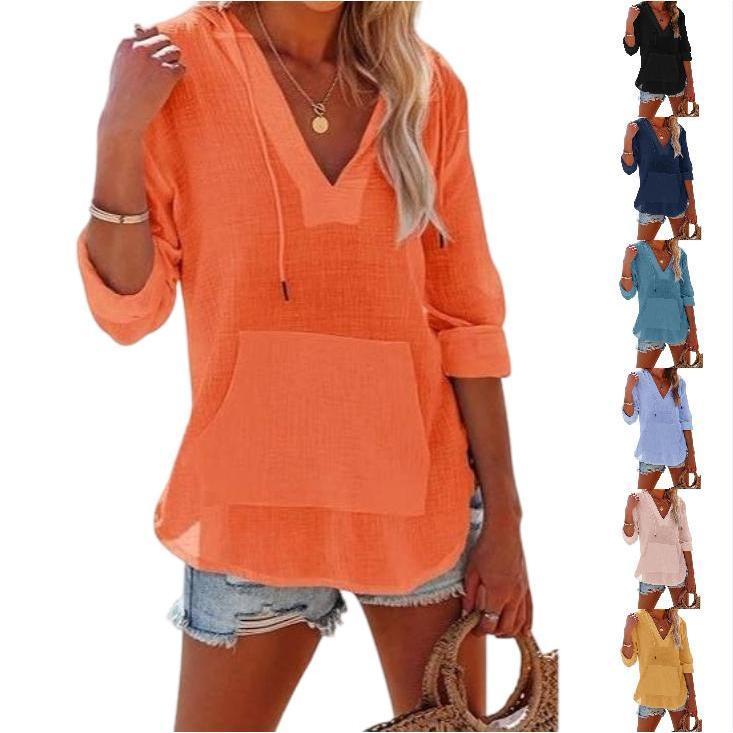 🏖️ Tijdelijke korting 50% | Oversized strandoverhemd voor dames, V-hals met zakken