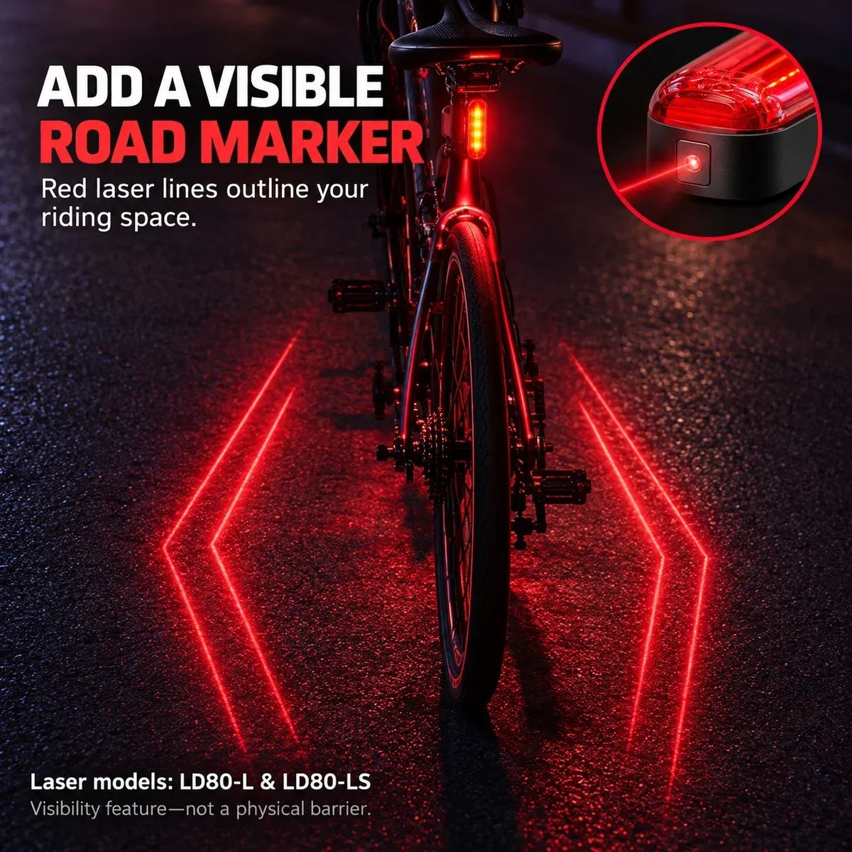🚨 LED-achterlicht voor de fiets met remknipperlicht | Laser Safety Zone, batterijduur van 22 uur (inclusief twee bevestigingsbeugels)