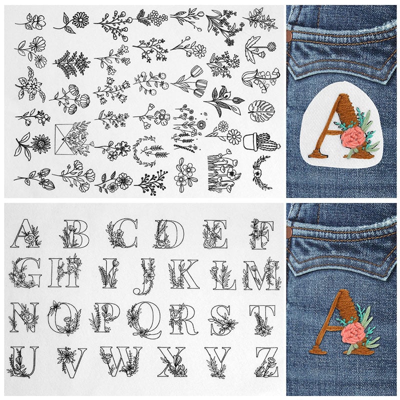 🌸Borduurpatronen met bloemenlijnen en bloemenranden – Steekborduurwerk voor beginners