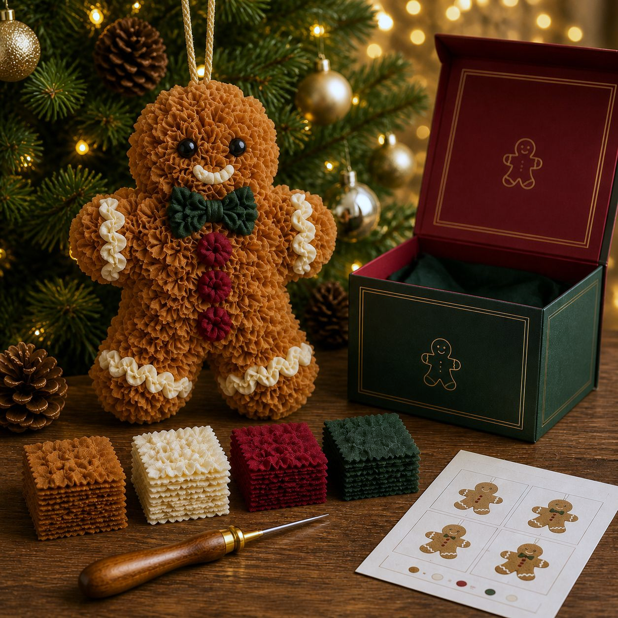 🎄🧵 Eén prikje tegelijk — 3D‑stof‑prikker kerstornament DIY‑pakket