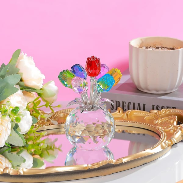 🌈✨Kleurrijk rozenornament van kristal✨🌈