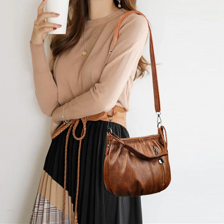 ⏳Tijdelijke aanbieding⏰ Geplooide leren bucket bag – Zacht materiaal, verstelbare schouderband en chique casual stijl ✨