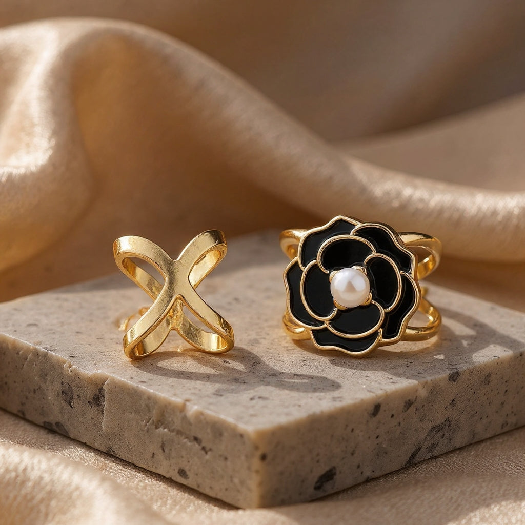❤️ ✨Koop 1 en krijg 1 gratis🔥Elegante dames sjaal met parel- en bloemenmotief en ringcli