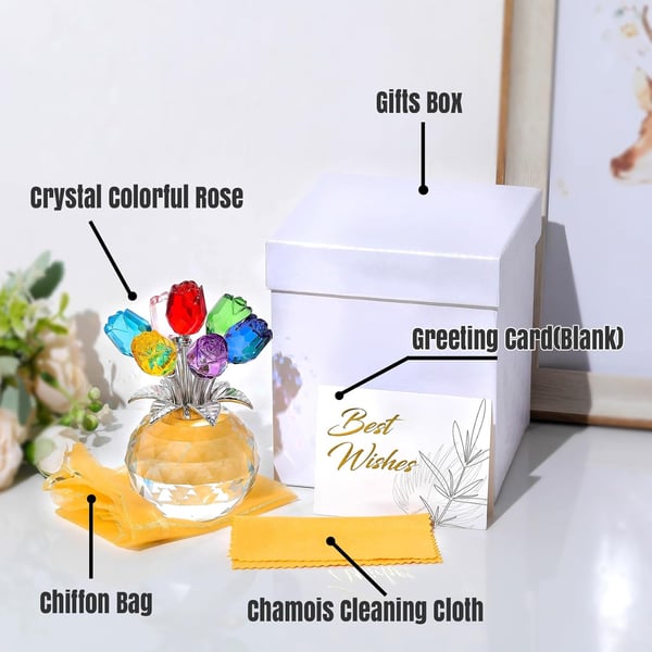 🌈✨Kleurrijk rozenornament van kristal✨🌈