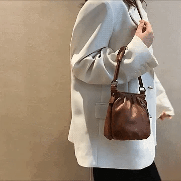 ⏳Tijdelijke aanbieding⏰ Geplooide leren bucket bag – Zacht materiaal, verstelbare schouderband en chique casual stijl ✨
