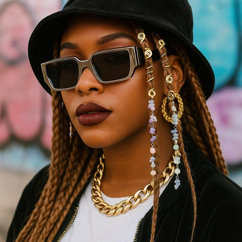 ✨💎 Natuursteen Spiraal Haaraccessoires – Sieraad voor Vlechten & Dreads