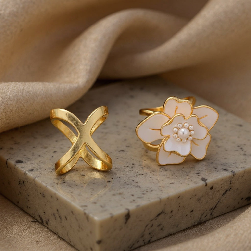 ❤️ ✨Koop 1 en krijg 1 gratis🔥Elegante dames sjaal met parel- en bloemenmotief en ringcli