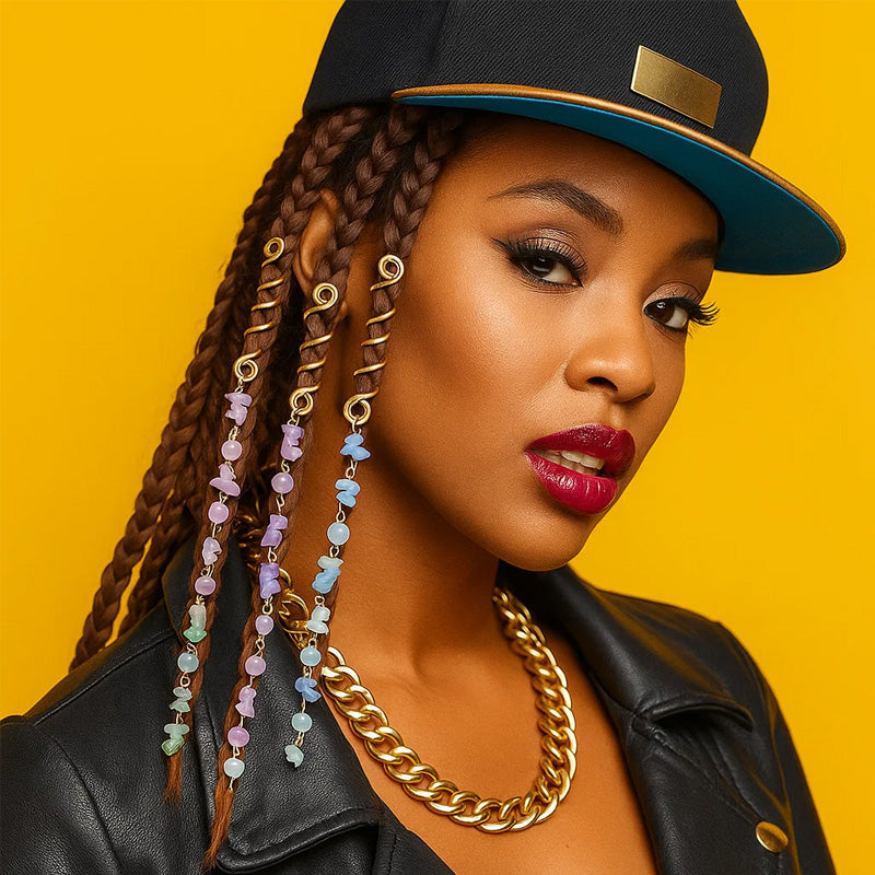 ✨💎 Natuursteen Spiraal Haaraccessoires – Sieraad voor Vlechten & Dreads