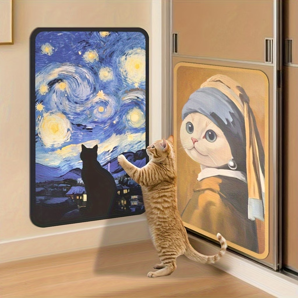 🐱 Artistieke krabpaal voor katten, geschikt voor aan de muur | Ruimtebesparende wandmat